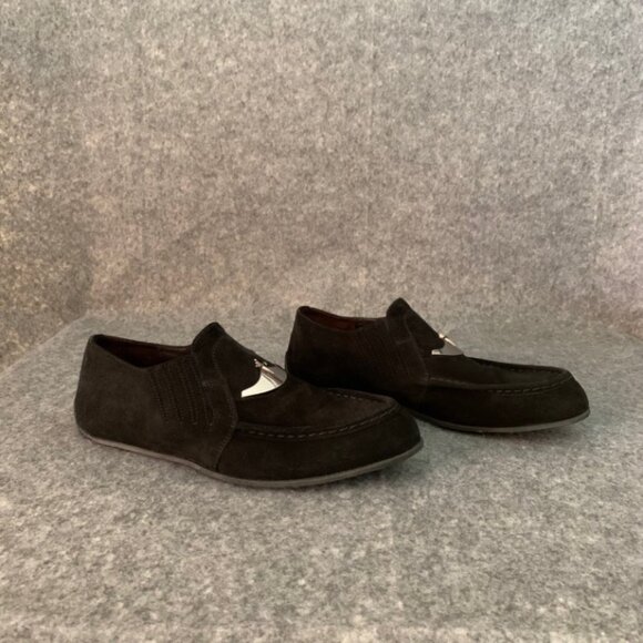 Cesare Paciotti Men's Black Leather Slip On Suede Loafers Shoes - Picture 5 of 12